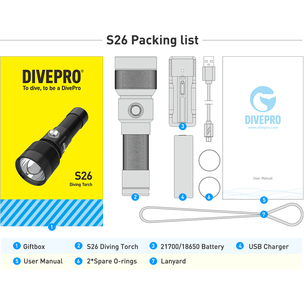DivePro Compat Torches Dive Pro S26 - 2600 Lumen Diving Torch